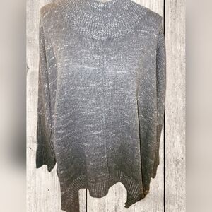 Indigo Thread Co Marled Knit Drop Shoulder Mock Neck Sharkbite Sweater